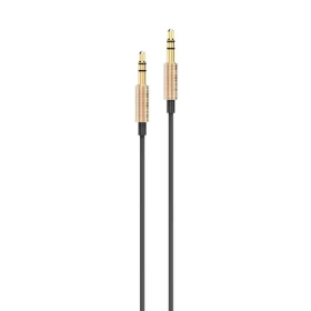 AWEI AUX-001 zlatá / Audio kábel / Jack 3,5 mm - Jack 3,5 mm / 1 m / Hliník, silikón (AUX-001)