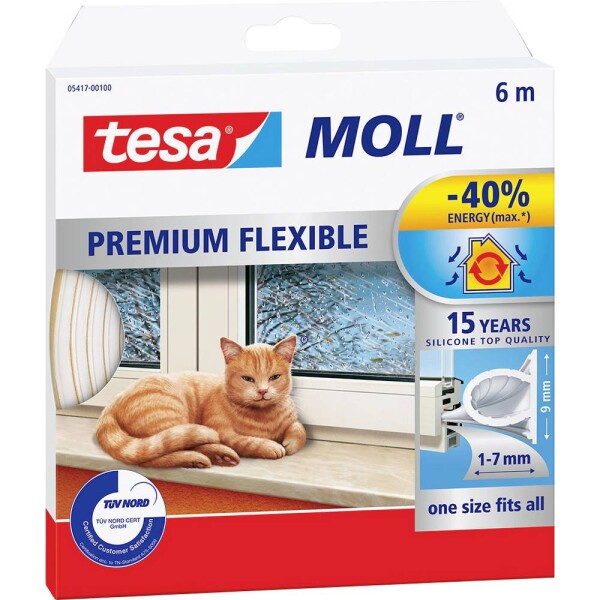 Tesa Premium Flexible 05417-00100-01 tesniaca páska tesaMOLL® biela (d x š) 6 m x 9 mm 6 m; 05417-00100-01
