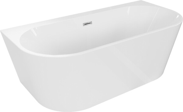 MEXEN/S - Oval+ voľne stojaca vaňa przyścienna 170 x 80, biela, sifón a prepad chróm 52681708000-01