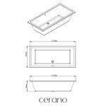 CERANO - Vaňa akrylátová Elisa - obdĺžniková - biela - 170x80x40 CER-017203