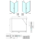 POLYSAN - ZOOM Black štvorcová sprchová zástena 800x800 L/P varianta ZL1280BZL3280B