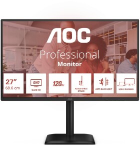 AOC AOC E4 Q27E4CV monitor komputerowy 68,6 cm (27") 2560 x 1440 px Quad HD LED Čierny