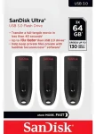 SanDisk Ultra 64 GB čierna (3 ks) / Flash disk / USB 3.0 / čítanie až 130 MB/s (SDCZ48-064G-G46T)