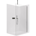 CERANO - Sprchová zástena Walk-in Onyx Top Cube Ľ/P - 8 mm - hranatá vzpera - čierna matná, transparentné sklo - 30x200 CER-DY101B-50-206