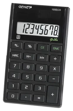 Genie 105 ECO čierna / Kalkulačka / Vreckové / 8miestna / solárne napájanie (11761)