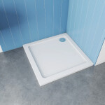CERANO - Sprchová vanička štvorcová Piato - liaty mramor - biela lesklá - 80x80x3 CER-476939