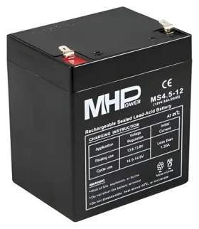 MHPower olovený akumulátor AGM 12V/4,5Ah / Olovený akumulátor / 12 V / 4,5 Ah / Faston F1 4,8 mm (MS4.5-12)