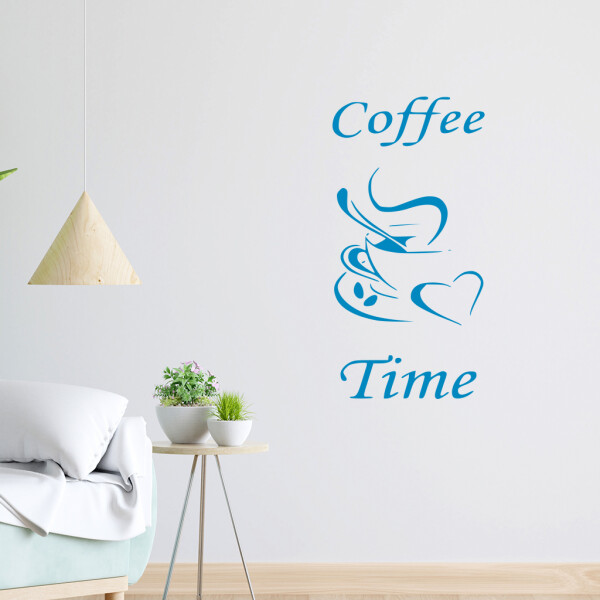 Veselá Stena Samolepka Coffee time Farba: modrá, Veľkosť: 60 x 30 cm