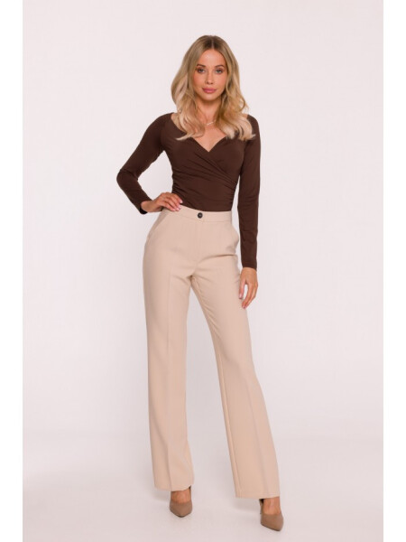 Dámské kalhoty s laclem S418 béžové - Stylove