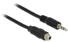 DeLock kábel Jack 3,5 mm zásuvka panelová - Jack 3,5 mm zástrčka / Audio kábel / 3pin / 1 m / čierny (85116)