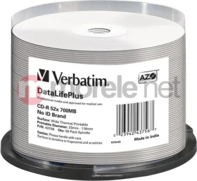 Verbatim CD- R 700 MB 52x 50 kusov / Optické médium / spindl (43756)