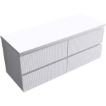 CERANO - Kúpeľňová skrinka Carole + doska pod umývadlo Navira Pro - 36 mm - biela matná ryhovaná - 120x51,6x46 CER-240313