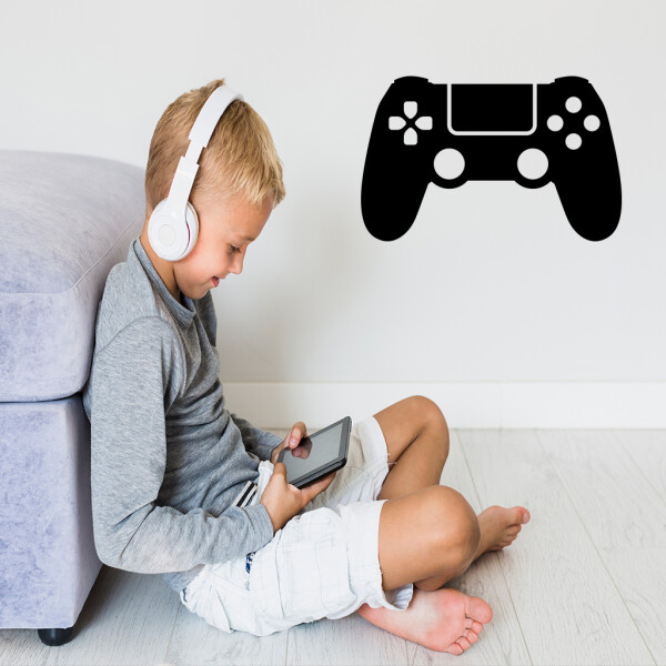 Veselá Stena Samolepka Ovládač na playstation Farba: černá, Veľkosť: 40 x 26 cm