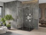MEXEN/S - Omega sprchovací kút 100x90, transparent, chróm + čierna vanička so sifónom 825-100-090-01-00-4070