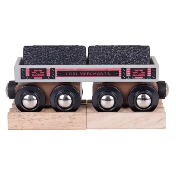 Bigjigs Rail Dlhý vagónik s uhlím + 2 koľaje