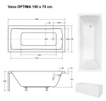 BESCO - Obdĺžniková vaňa OPTIMA - Nožičky k vani - S nožičkami, Rozmer vane - 150 × 70 cm VANOPT15+OLVPINOZ