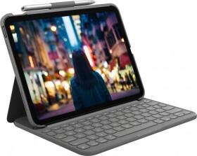 Logitech Logitech Slim Folio - Tastatur und Foliohulle - kabellos - Bluetooth LE - QWERTY - Nordisch (Danisch/Finnisch/Norwegisch/Schwedisch) - Oxford Gray - fur Apple 10.9-inch iPad (10. Generation)