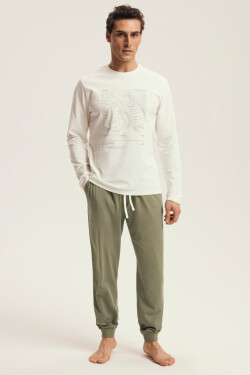PÁNSKE PYŽAMO LOCAL 43464 AW25 ECRU-GREEN 2XL