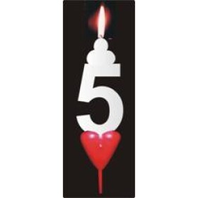 Tortová sviečka so srdiečkom číslica 5 - PREZENT