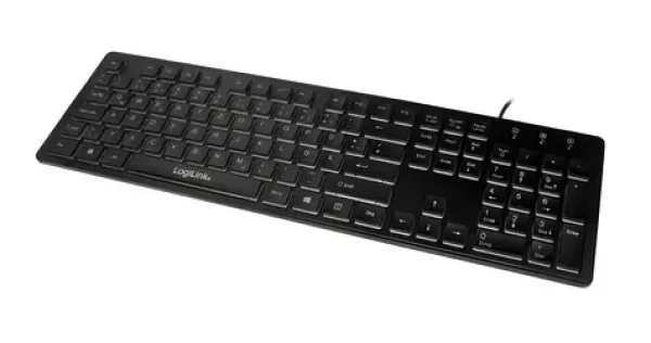 LogiLink Klávesnica s LED podsvietením čierna / Klávesnica / DE layout / USB / 104 kláves (ID0138)