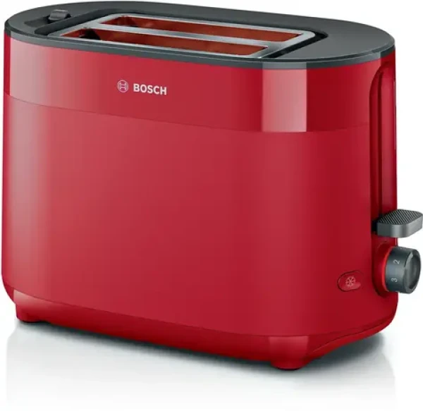 BOSCH TAT2M124 červená / Hriankovač / 950 W / 6 stupňov opečenia / rozmrazovania / zásuvka na omrvinky (TAT2M124)