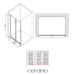 CERANO - Sprchové zalamovacie dvere Volpe L/P - 6 mm - čierna matná, transparentné sklo - 120x190 CER-482713