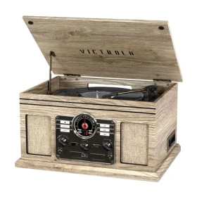 Victrola VTA-200B béžová / Gramofón s rádiom CD MC mechanikou / 33 45 78 / FM / BT / RCA / repro (100002201623)