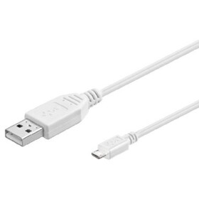 PremiumCord Kábel micro USB 2.0, AB 2m / biela (8592220012120)