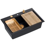 Quadron - Granitový drez MARC 110 WORKSTATION Black Oceľ HQM7650U7_BS