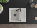 MEXEN/S MEXEN/S - Enzo granitový drez 1 s odkvapkávačom 576 x 465 mm, biela, + sifón grafit 6506571005-20-B