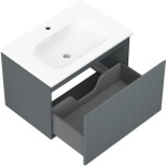 MEXEN/S - Rivel kúpeľňová skrinka 70 cm s umývadlom Vela, 1 šuplík, reliéf, grafit mat/biela mat 91A20-07047-1-BF66-W23M01