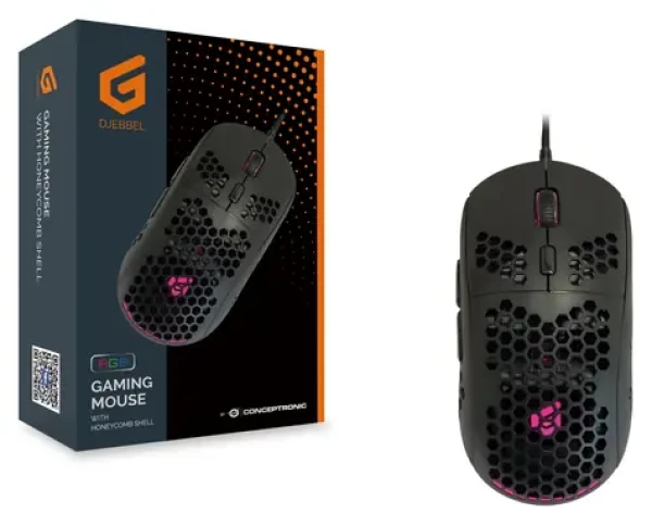 Conceptronic DJEBBEL čierna / Herná myš / USB-A / 6400 DPI / 6 tlačidiel / RGB LED (DJEBBEL04B)