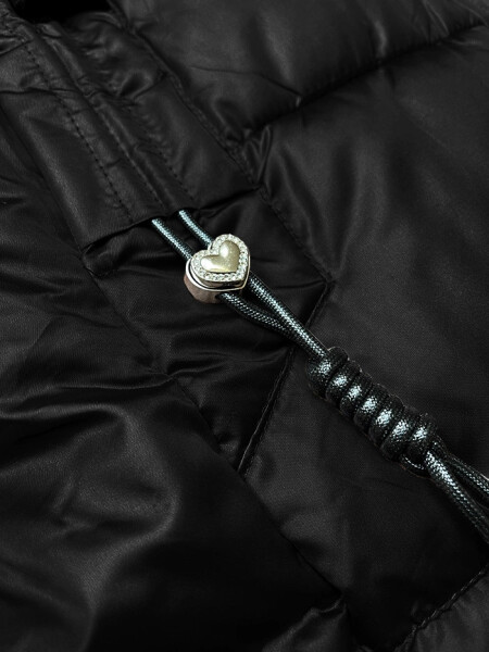 Čierna zimná prešívaná plus size bunda s kapucňou S'west (B8267-1) odstíny černé 46