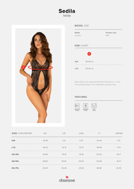 Body teddy S/M černá model 17629005 - Obsessive
