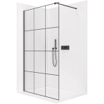 CERANO - Sprchová zástena Walk-in Onyx Cube Ľ/P - 8 mm - hranatá vzpera - čierna matná, industriálne sklo - 120x200 CER-8050BD479