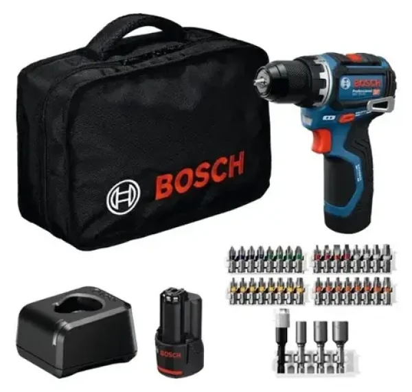 BOSCH GSR 12V-32 Professional modrá/čierna / Aku vŕtací skrutkovač / 12V / 32 Nm / 2x aku 2,0 Ah / taška (06019N7004)