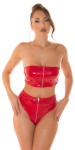 Sexy Koucla Latex look bandeau top with zip red L