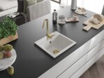 MEXEN/S MEXEN/S - Milo granitový drez 1 435 x 410 mm, biela, + zlatý sifón 6505441000-20-G