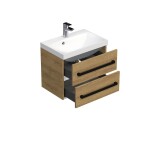 Kúpeľňová skrinka s čiernou úchytkou a umývadlom SAT Cube Way 60x53x40 cm dub Hickory mat CUBE2C60ZDH CUBE2C60ZDH