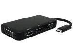 PremiumCord Prevodník USB-C na HDMI + DVI + VGA + DisplayPort / Redukcia / 4v1 / USB-C (8592220017767)