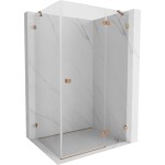 MEXEN/S - Lunar sprchovací kút dvere krídlové pravá 75 x 90, transparent, meď kartáčovaná 834-075-090-65-00-P