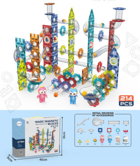 Mamido Mamido Magnetická stavebnica guľôčková dráha 214 dielov XL