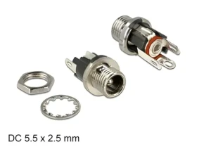 DeLock / Inštalačná DC zásuvka / 5.5 x 2.5 x 9.5 mm / spájkovacie kontakty (89911)