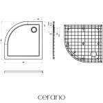 CERANO - Sprchová vanička štvrťkruhová Brio - SMC/minerálny kompozit - štruktúrovaná biela - 90x90x4 CER-679498