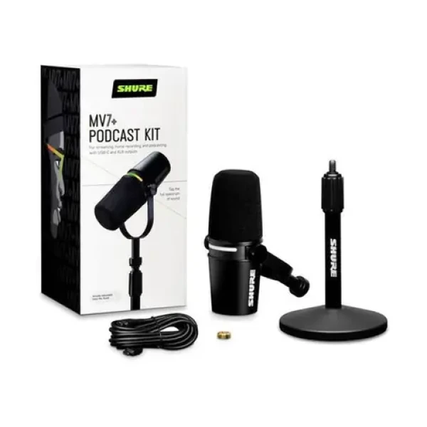 Shure MV7+-K-BNDL čierna / Dynamický mikrofón / XLR / USB-C / 50 - 16000 Hz (010-03-669)