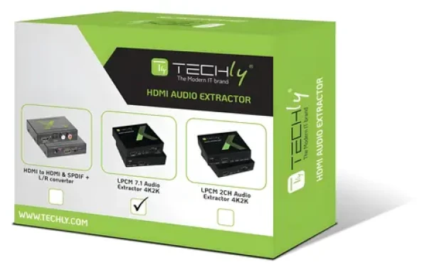 Techly IDATA-HDMI-EA74K čierna / HDMI audio extraktor / LPCM 7.1 / 4K UHD / 3D / HDCP (IDATA-HDMI-EA74K)