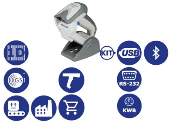 Datalogic Gryphon I GBT4130 / bezdrôtový snímač 1D čiarových kódov / Kit USB + základňa / KWB / USB / RS-232 / BT / biely (GBT4130-WH-BTK1)
