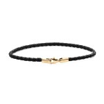 Daniel Wellington Čierny pletený kožený náramok Sheffield Daniel DW004017 18,5 cm