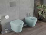 MEXEN - Rico Závesná WC misa Rimless vrátane sedátka s slow, Duroplast, svetlo zelená mat 30724048