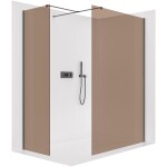 CERANO - Sprchová zástena Walk-in Onyx TL/P - 8 mm - hranatá vzpera - čierna matná, bronzové sklo - 90x60x200 CER-686968